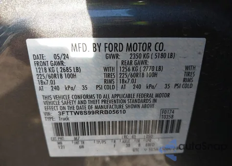 2024 Ford Maverick Lariat z USA, uszkodzony, nr VIN 3FTTW8S99RRB05610